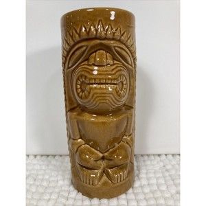 Vintage 6.5" Hawaiian Tiki Bar Tumbler Cup Mid Century Mod Ceramic